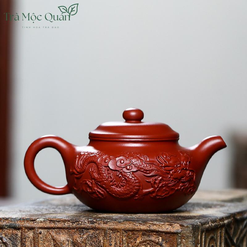 Ấm Tử Sa Song Long Dáng Phỏng Cổ Đại Hồng Bào 230ml ATS79