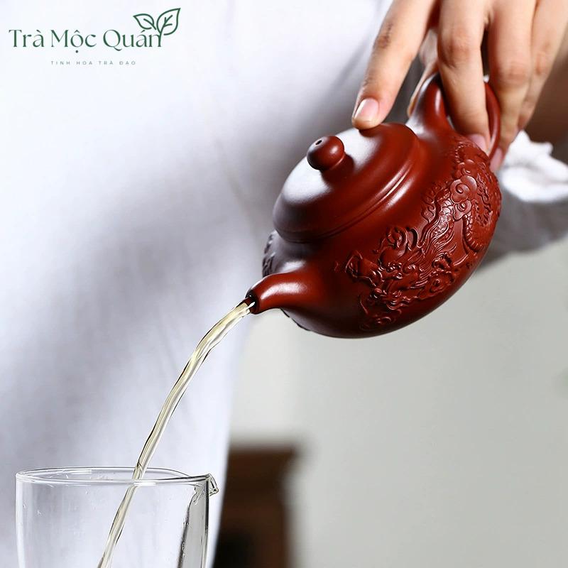 Ấm Tử Sa Song Long Dáng Phỏng Cổ Đại Hồng Bào 230ml ATS79
