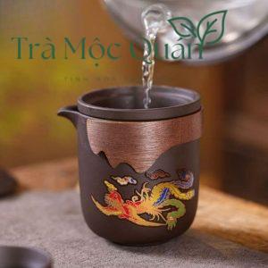 Bộ Ấm Trà Du Lịch Tử Sa Long Phụng Đổi Màu 1 Ấm 6 Chén BAT26
