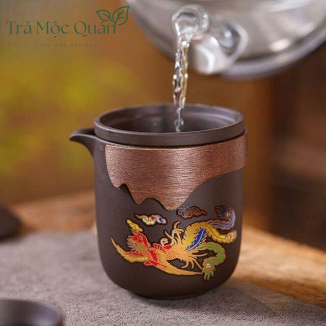 Bộ Ấm Trà Du Lịch Tử Sa Long Phụng Đổi Màu 1 Ấm 6 Chén BAT26