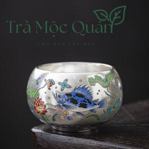 Bộ Ấm Trà Tây Thi Thủ Công Mạ Bạc Họa Tiết Cá BAT28