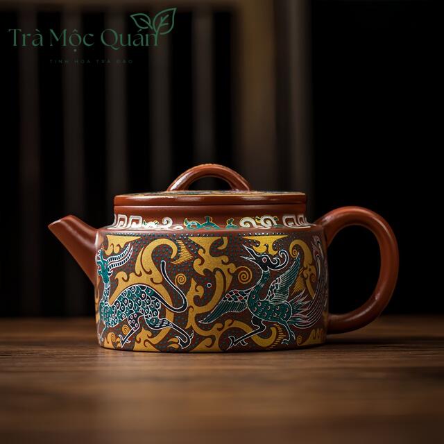 Bộ Ấm Tử Sa Hán Ngoã Tứ Linh Đại Hồng Bào 160ml – Hộp Quà BAT29