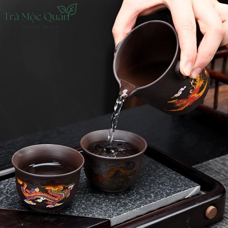 Bộ Ấm Tử Sa Long Đán Long Phụng Đổi Màu 300ml – Vali Quà Tặng BAT25
