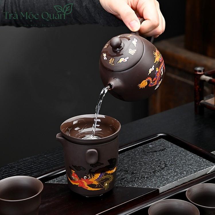 Bộ Ấm Tử Sa Long Đán Long Phụng Đổi Màu 300ml – Vali Quà Tặng BAT25