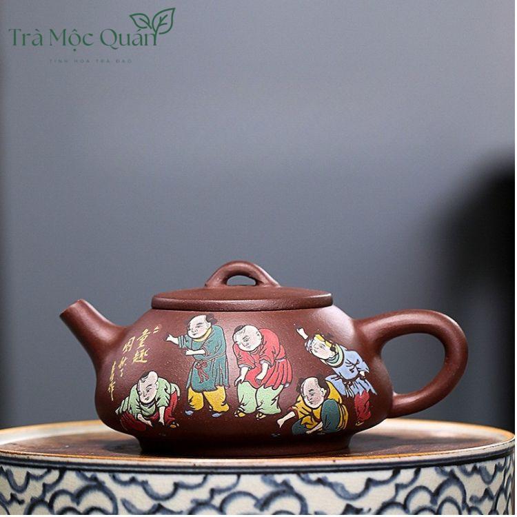 Ấm Tử Sa Thạch Biều Đồng Thú Tử Nê 200ml ATS98