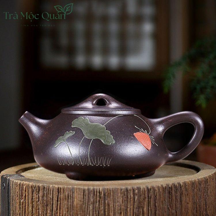 Ấm Tử Sa Thạch Biều Hà Thú Hắc Kim Cương 240ml ATS92