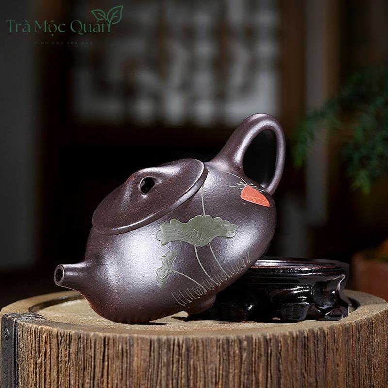 Ấm Tử Sa Thạch Biều Hà Thú Hắc Kim Cương 240ml ATS92