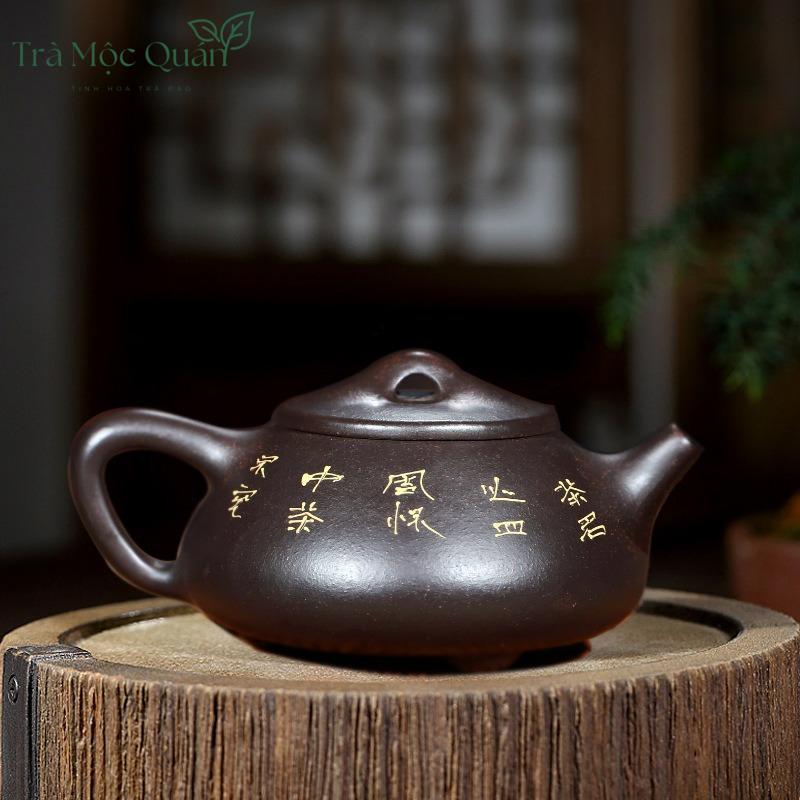 Ấm Tử Sa Thạch Biều Hà Thú Hắc Kim Cương 240ml ATS92
