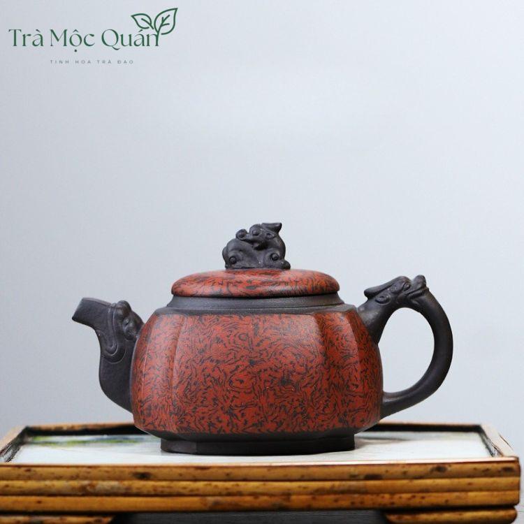 Ấm Tử Sa Tứ Phương Long Tôn Hắc Nê 300ml ATS88