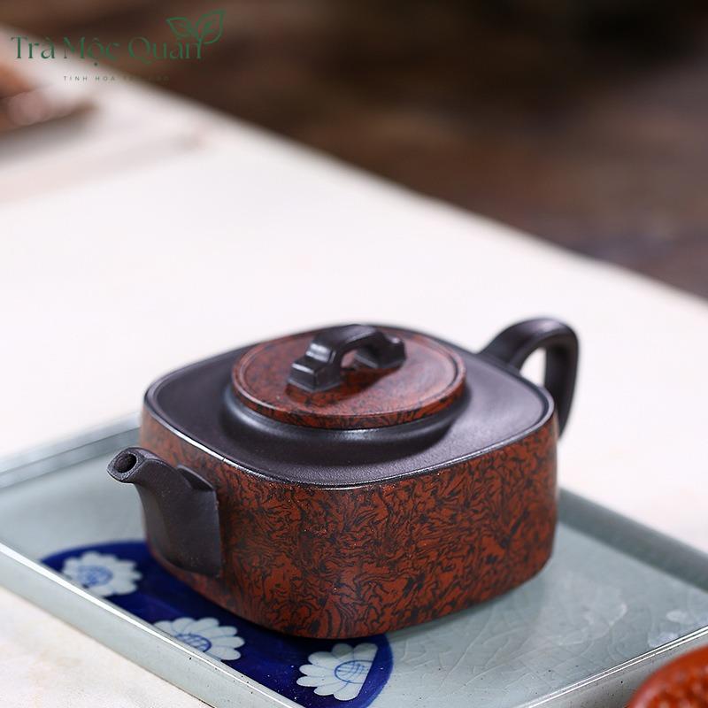 Ấm Tử Sa Tứ Phương Thanh Vận Hắc Nê 240ml ATS87