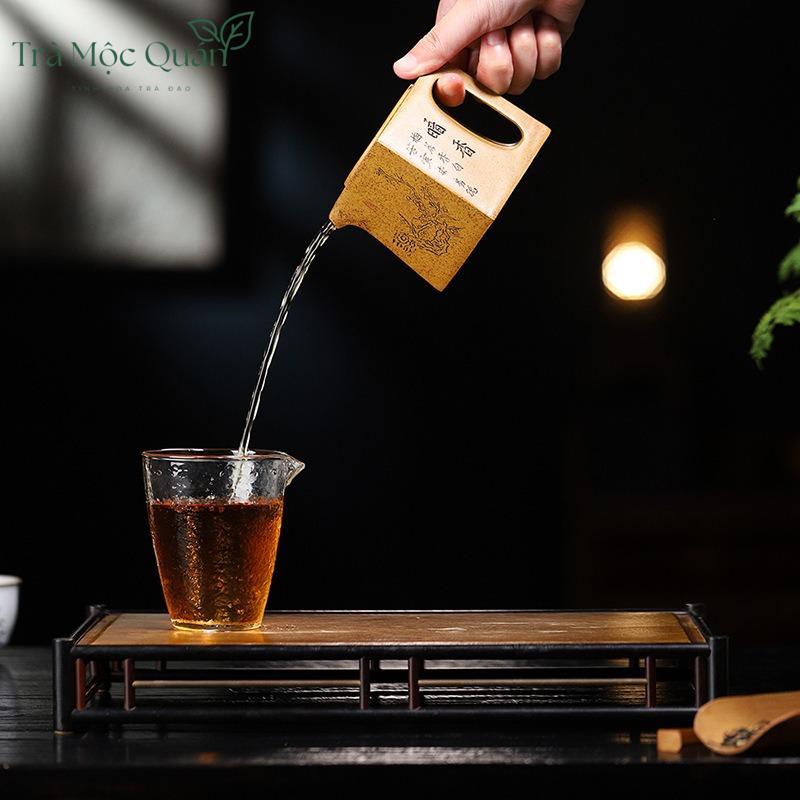Ấm Tử Sa Tứ Phương Trúc Ảnh Nung Củi 320ml ATS86