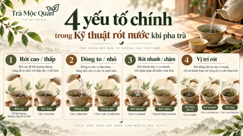 kỹ thuật rót nước khi pha trà